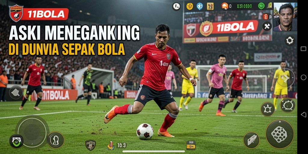 Screenshot dari gameplay intens di 11BOLA yang menggambarkan aksi sepak bola.