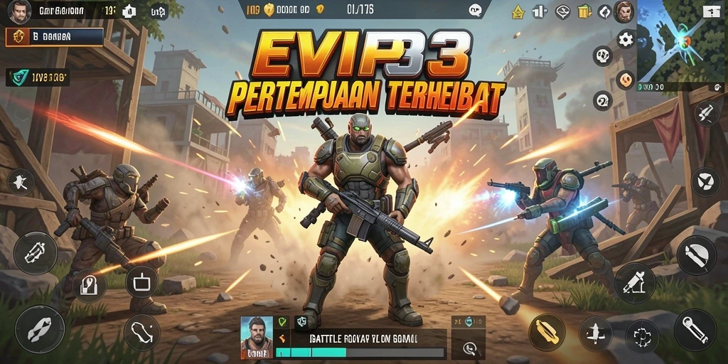 Tangkapan layar menunjukkan aksi seru dalam pertempuran EVIP3.