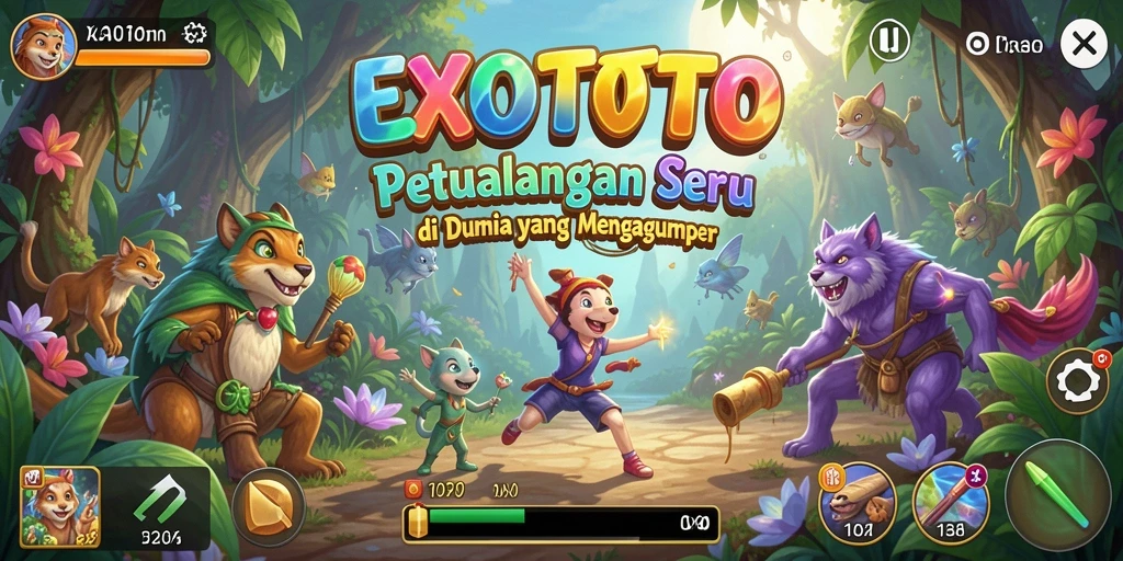 Tangkapan layar gameplay EXOTOTO yang menampilkan petualangan seru.