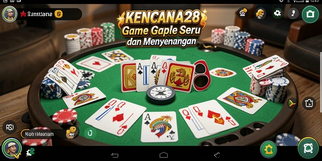 Tampilan utama gameplay KENCANA28 dengan suasana Gaple yang seru.