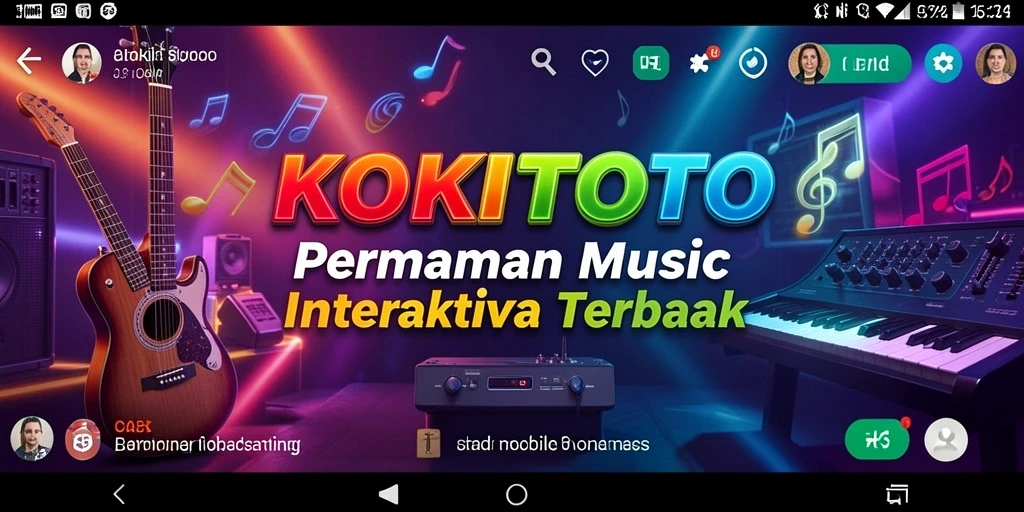 Tampilan gameplay interaktif KOKITOTO yang menampilkan musik dan tantangan.