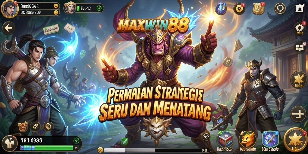 Screenshot gameplay MAXWIN88 menampilkan aksi strategi yang intens.
