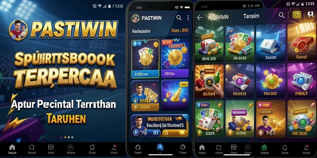 Screenshot utama PASTIWIN menunjukkan keragaman permainan Sportsbook.