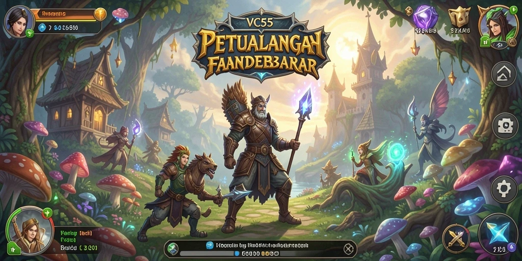 Tangkapan layar utama VC55 menampilkan aksi pertempuran yang mendebarkan dalam RPG.